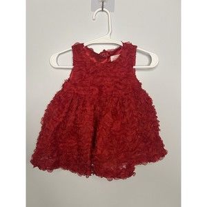 Baby Cat and Jack Christmas Holiday Red Dress Ruffles Sleeveless 3-6 Months